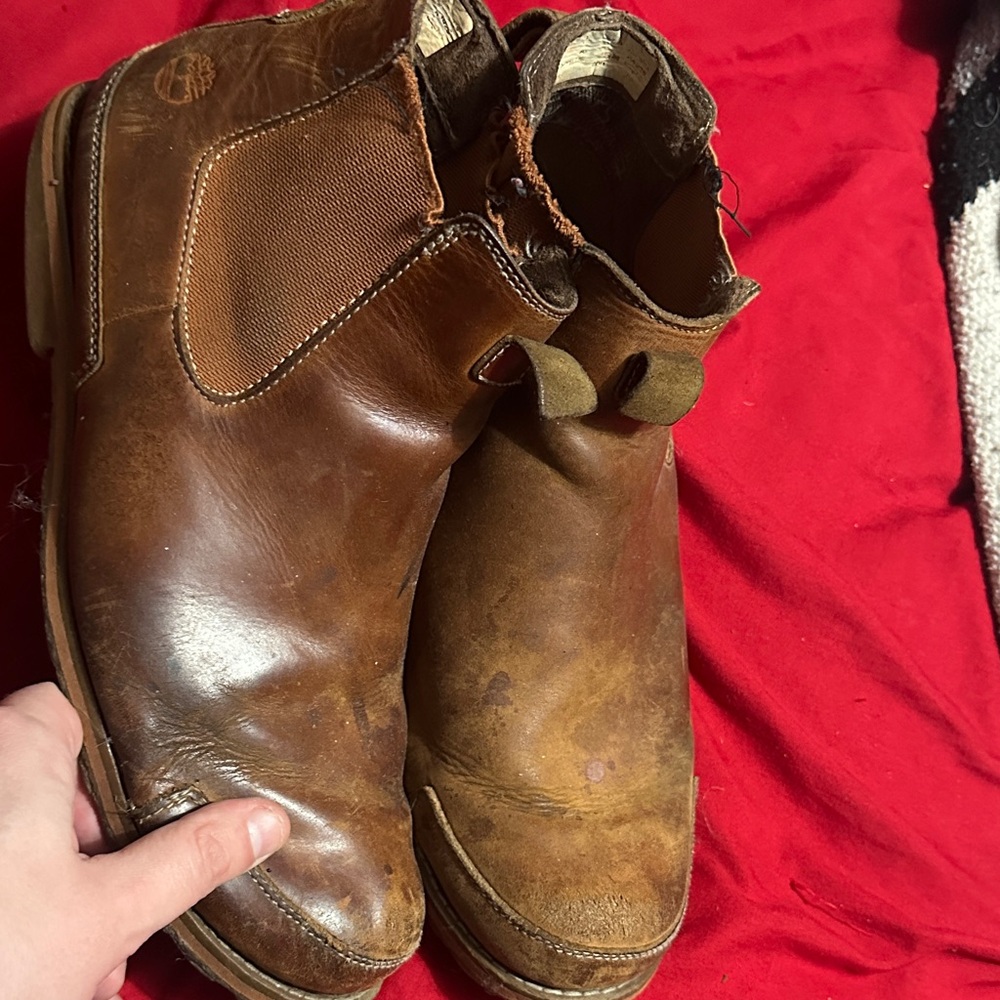 Timberland Men's Tan Leather Ankle Boots slip-ons